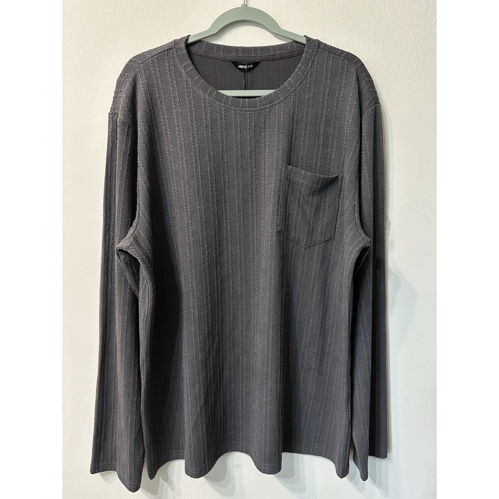 JMIERR Mens Shirt XL NWT Charcoal Grey Textured Cable Knit Long Sleeve Tee